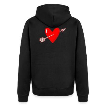 Herz mit Pfeil Valentinstag Heirat - Unisex Premium Bio Zip Hoodie - Schwarz - Hinten - Nico (187cm)