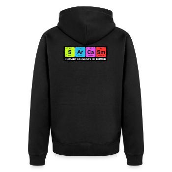 Sarcasm Periodic Elements Of Humor - Unisex Premium Organic Zip Hoodie - black - Back - Nico (187cm)
