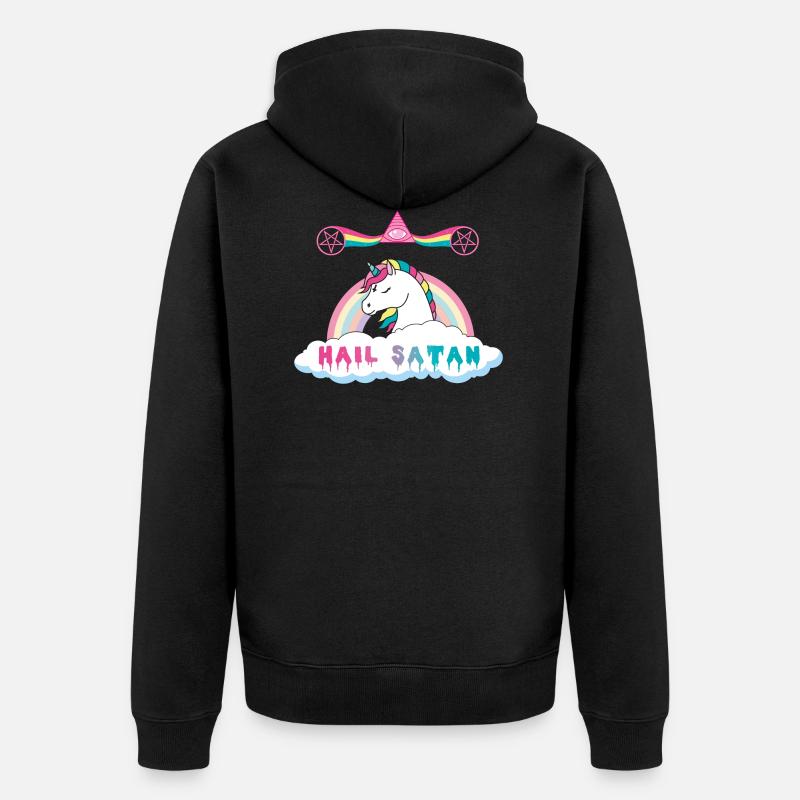 Hagel Satan Einhorn - Unisex Premium Bio Zip Hoodie - Schwarz