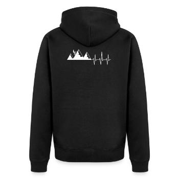 Mountain biker heartbeat mountain bike mountains heart - Unisex Premium Organic Zip Hoodie - black - Back - Nico (187cm)