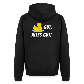 Ente Gut Alles Gut (ende Gut Alles Gut) - Unisex Premium Bio Zip Hoodie - Schwarz - Hinten - Nico (187cm)