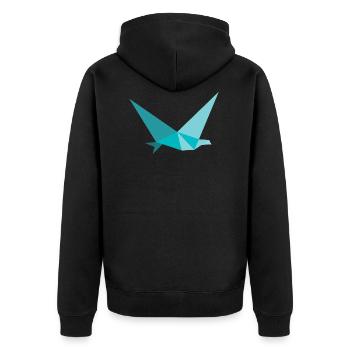 Vogel Schwalbe Origami Polygon - Unisex Premium Bio Zip Hoodie - Schwarz - Hinten - Nico (187cm)