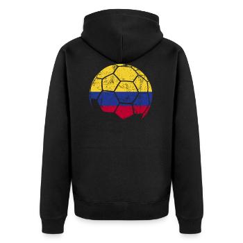 Colombia Soccer Ball Fußball - Unisex Premium Bio Zip Hoodie - Schwarz - Hinten - Nico (187cm)