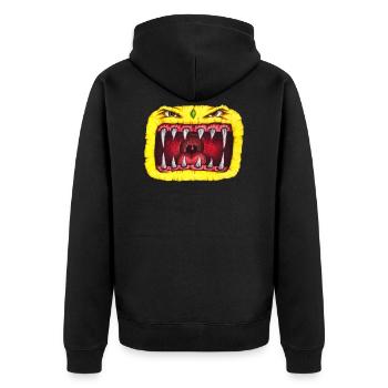 Monster with teeth yellow - Unisex Premium Organic Zip Hoodie - black - Back - Nico (187cm)