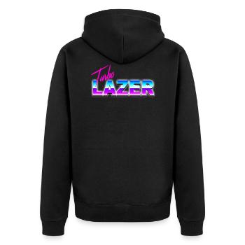 Turbo Lazer - Unisex Premium Organic Zip Hoodie - black - Back - Nico (187cm)