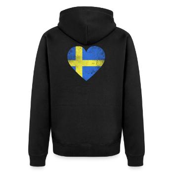 Cadeau Suède Drapeau de la Suède - Veste à capuche bio Premium Unisexe - noir - Dos - Nico (187cm)