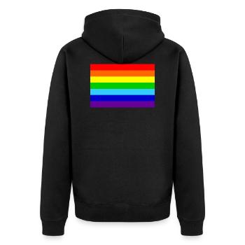 Flagge - Unisex Premium Bio Zip Hoodie - Schwarz - Hinten - Nico (187cm)