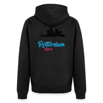 Rotterdam - Pays-Bas - Pays-Bas - Randstad - Veste à capuche bio Premium Unisexe - noir - Dos - Nico (187cm)