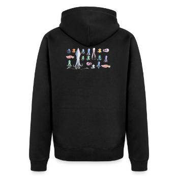 Octopus rapport - Unisex Premium Organic Zip Hoodie - black - Back - Nico (187cm)