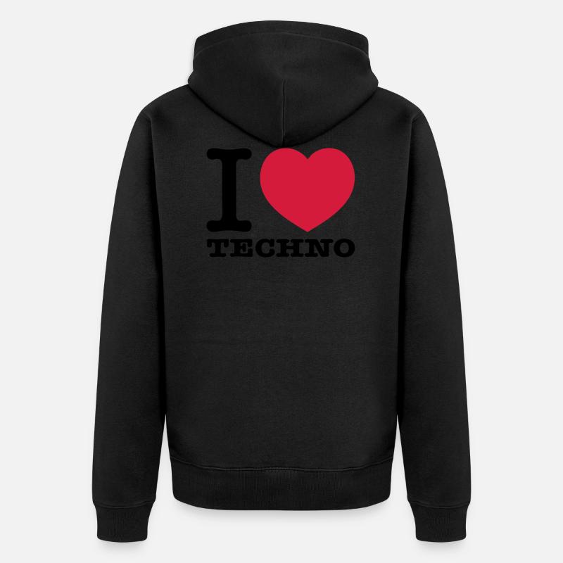 J'aime la musique techno - Veste à capuche bio Premium Unisexe - noir