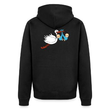 Storch Baby Zwillinge Babies Jungen2 - Unisex Premium Bio Zip Hoodie - Schwarz - Hinten - Nico (187cm)