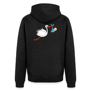 Storch Baby Junge Babies Schwanger - Unisex Premium Bio Zip Hoodie - Schwarz - Hinten - Nico (187cm)