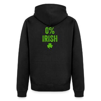 0% Irish Vintage St. Patricks Day T Shirt Geschenk - Unisex Premium Bio Zip Hoodie - Schwarz - Hinten - Nico (187cm)