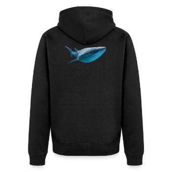 Walhai - Unisex Premium Bio Zip Hoodie - Schwarz - Hinten - Nico (187cm)