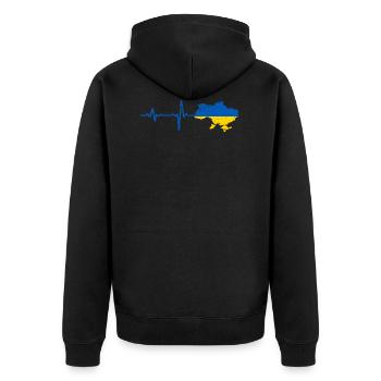 Heartbeat Ukraine Geschenk - Unisex Premium Bio Zip Hoodie - Schwarz - Hinten - Nico (187cm)