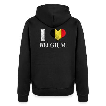 Belgien Flagge Geschenk belgische Fahne Belgier - Unisex Premium Bio Zip Hoodie - Schwarz - Hinten - Nico (187cm)