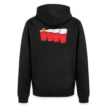 Beerpong Becher - Unisex Premium Bio Zip Hoodie - Schwarz - Hinten - Nico (187cm)