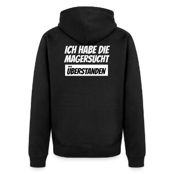 ich habe die Magersucht überstanden - Unisex Premium Bio Zip Hoodie - Schwarz - Hinten - Nico (187cm)