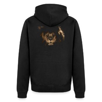 Lion deep black parts, for darkblack textiles - Unisex Premium Organic Zip Hoodie - black - Back - Nico (187cm)