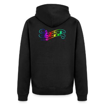 Music Notes - Unisex Premium Bio Zip Hoodie - Schwarz - Hinten - Nico (187cm)