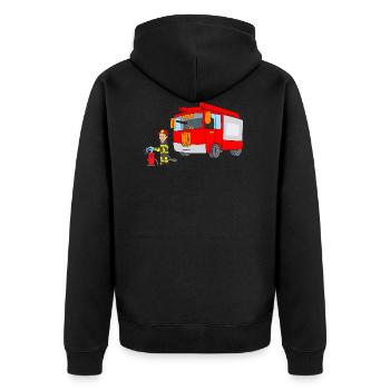 Feuerwehrmann Feuerwehrtruck Feuer Brand Löschen - Unisex Premium Bio Zip Hoodie - Schwarz - Hinten - Nico (187cm)