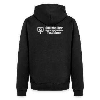 Offizieller Radarkontrollen testfahrer lustig - Unisex Premium Bio Zip Hoodie - Schwarz - Hinten - Nico (187cm)