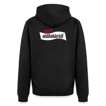 100% antibakteriell gegen Krankheit Geschenk - Unisex Premium Bio Zip Hoodie - Schwarz - Hinten - Nico (187cm)