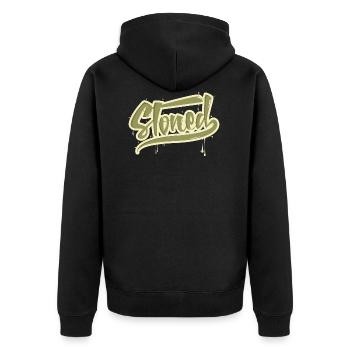 Stoned - Unisex Premium Bio Zip Hoodie - Schwarz - Hinten - Nico (187cm)