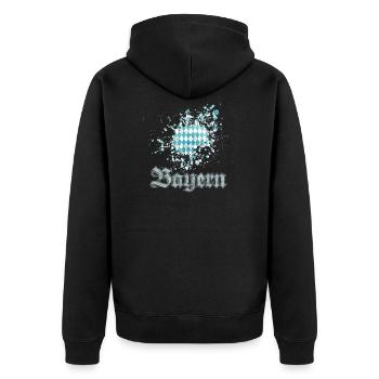 Bayern - Unisex Premium Bio Zip Hoodie - Schwarz - Hinten - Nico (187cm)