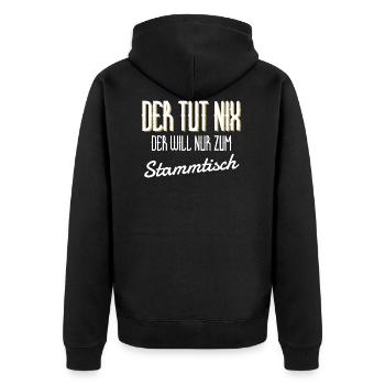 Stammtisch - lustiges Geschenk - Unisex Premium Bio Zip Hoodie - Schwarz - Hinten - Nico (187cm)