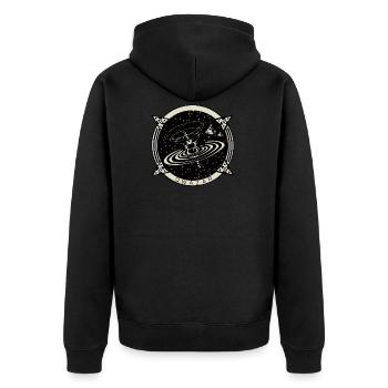 LOGO QWAZAR 2 - Unisex Premium Organic Zip Hoodie - black - Back - Nico (187cm)
