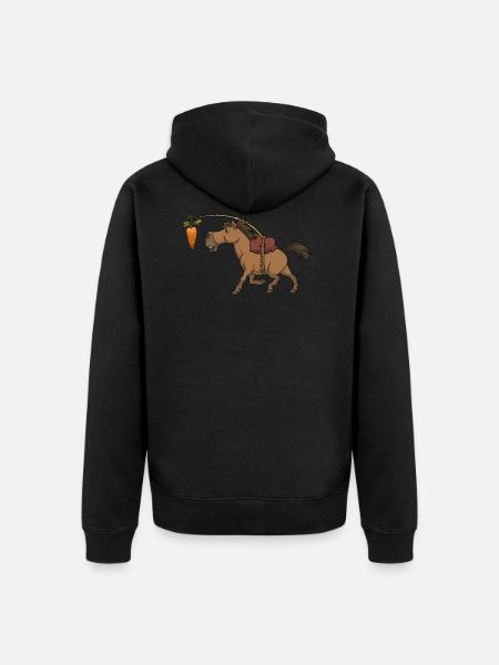 Heste gulrot gulerod ridning - Premium økologisk unisex-hættejakke - sort