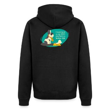 dog - Unisex Premium Organic Zip Hoodie - black - Back - Nico (187cm)