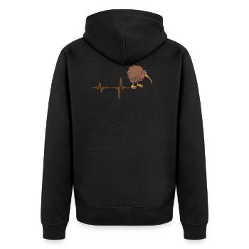 Heartbeat Kiwi NZ New Zealand Gift - Unisex Premium Organic Zip Hoodie - black - Back - Nico (187cm)