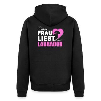 Hund Hunde Labrador Frau Liebe Haustier Geschenk - Unisex Premium Bio Zip Hoodie - Schwarz - Hinten - Nico (187cm)
