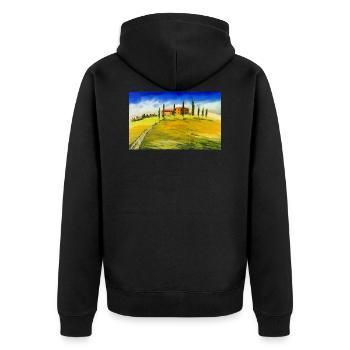 Typisches Toskanamotiv - Unisex Premium Bio Zip Hoodie - Schwarz - Hinten - Nico (187cm)