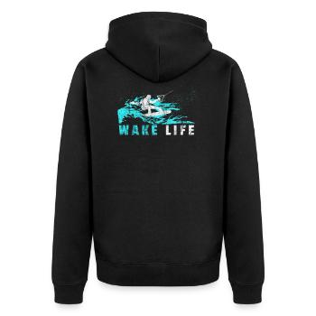 Wakeboarder Geschenk Wakeboard Wasserski - Unisex Premium Bio Zip Hoodie - Schwarz - Hinten - Nico (187cm)