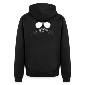Katzen Gesicht mit Sonnenbrille - Unisex Premium Bio Zip Hoodie - Schwarz - Hinten - Nico (187cm)
