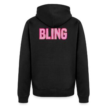 BLING pink rhinestone shiny jewelry - Unisex Premium Organic Zip Hoodie - black - Back - Nico (187cm)