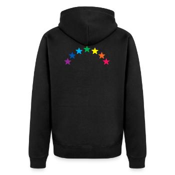 Rainbow Stars - Unisex Premium Organic Zip Hoodie - black - Back - Nico (187cm)