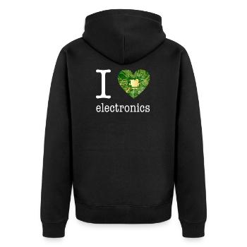 I love Electronics - électronique / idée cadeau - Veste à capuche bio Premium Unisexe - noir - Dos - Nico (187cm)
