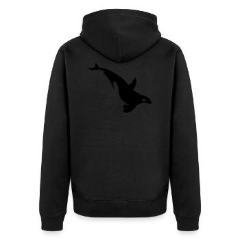 Orca Wal taucht - Unisex Premium Bio Zip Hoodie - Schwarz - Hinten - Nico (187cm)