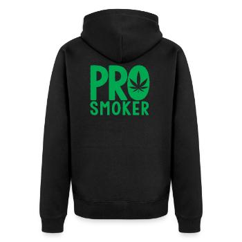 Marihuana Hanf Kiffer kiffen Cannabis Geschenk - Unisex Premium Bio Zip Hoodie - Schwarz - Hinten - Nico (187cm)