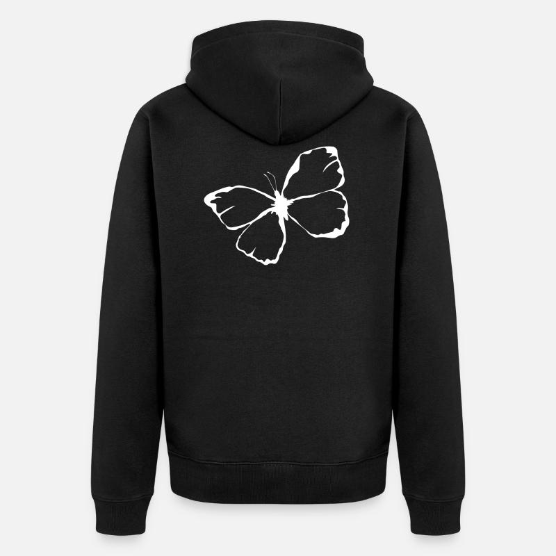 Papillon illustré blanc - Veste à capuche bio Premium Unisexe - noir