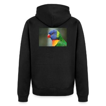 Honigpapagei alias Loris - Unisex Premium Bio Zip Hoodie - Schwarz - Hinten - Nico (187cm)