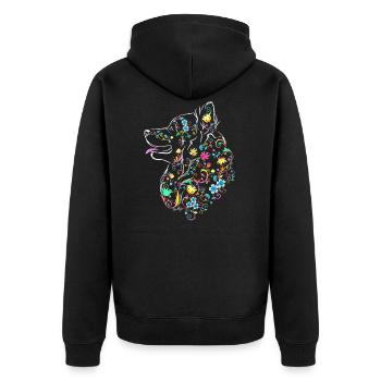 Blumenaufkleber Sommer - Unisex Premium Bio Zip Hoodie - Schwarz - Hinten - Nico (187cm)