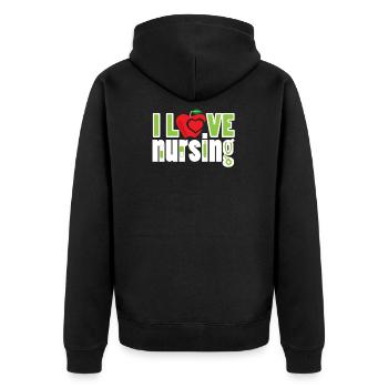 Lustige Krankenschwester ich liebe Pflege Medizin Geschenk - Unisex Premium Bio Zip Hoodie - Schwarz - Hinten - Nico (187cm)