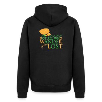 Funny Mushroom Not all who wander are lost Gift - Unisex Premium Organic Zip Hoodie - black - Back - Nico (187cm)