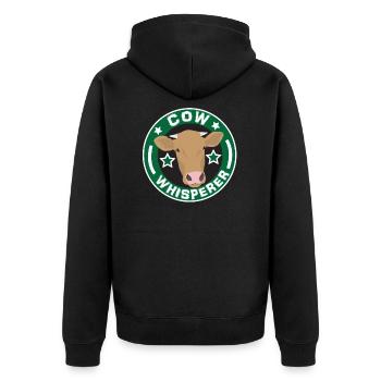 Lustige Kuh Flüsterer Bauern Landwirtschaft Kühe Milch Geschenk - Unisex Premium Bio Zip Hoodie - Schwarz - Hinten - Nico (187cm)