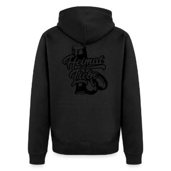 Bayrische Heimatliebe - Unisex Premium Bio Zip Hoodie - Schwarz - Hinten - Nico (187cm)